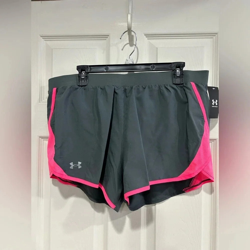 Under Armour UA Women's S Small Fly By 2.0 Running Shorts Grey Pink NWT
